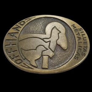 Vintage Offhand Siluetas Metálicas Belt Buckle Ram Sheep Bird Design Solid Brass